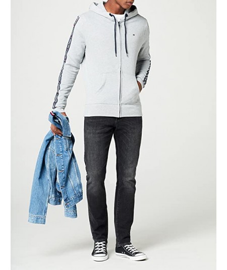 Tommy Hilfiger Logo Tape HD Felpa con Cappuccio, Grigio Grey